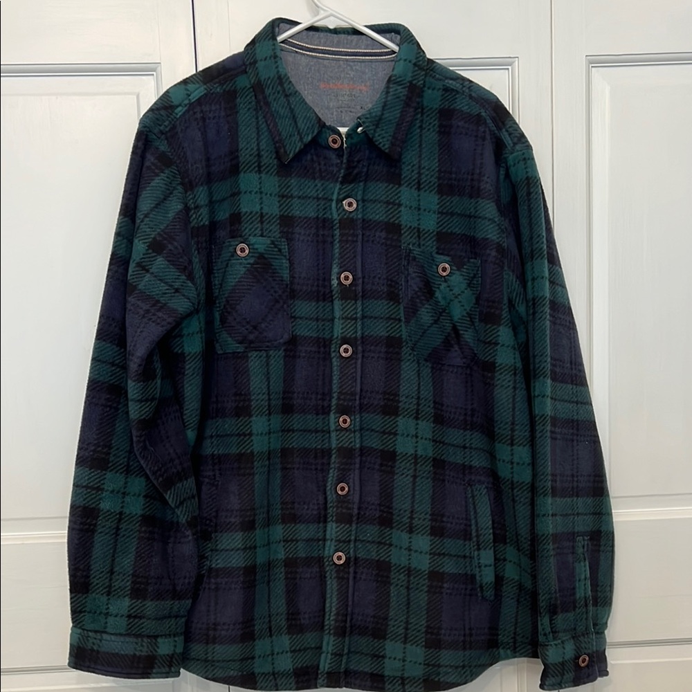 Weatherproof Vintage Green and navy Plaid Sherpa lined Jacket